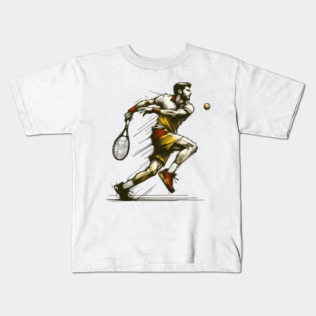 Tennis Illustration Kids T-Shirt by Yopi